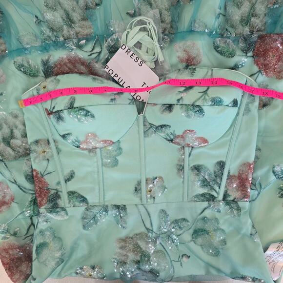 Dress The Population Carina Strapless Sweetheart Sequin Midi Dress Sz Large - Picture 8 of 14